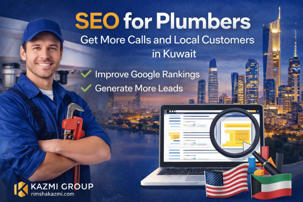 SEO for plumbers services to get more local leads and calls in Kuwait by Kazmi Group at rimshakazmi.com